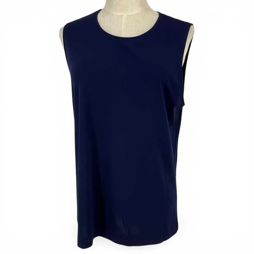 Lands End Womens‎ Navy Blue Sleeveless Shell Tank Top Crew Neck Size L 14-16